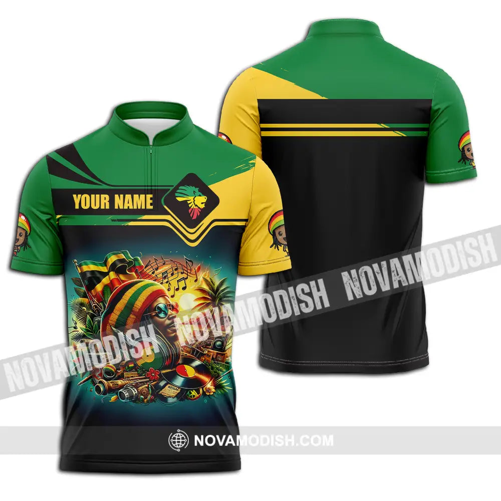 Unisex Shirt - Custom Reggae Shirt Zipper Polo Shirt / S T-shirt