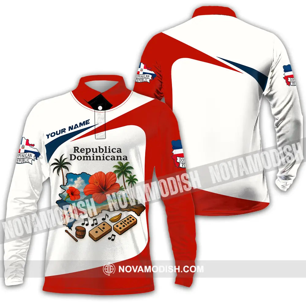 Unisex Shirt - Custom Republic Dominicana Shirt Long Sleeve Polo / S T-shirt