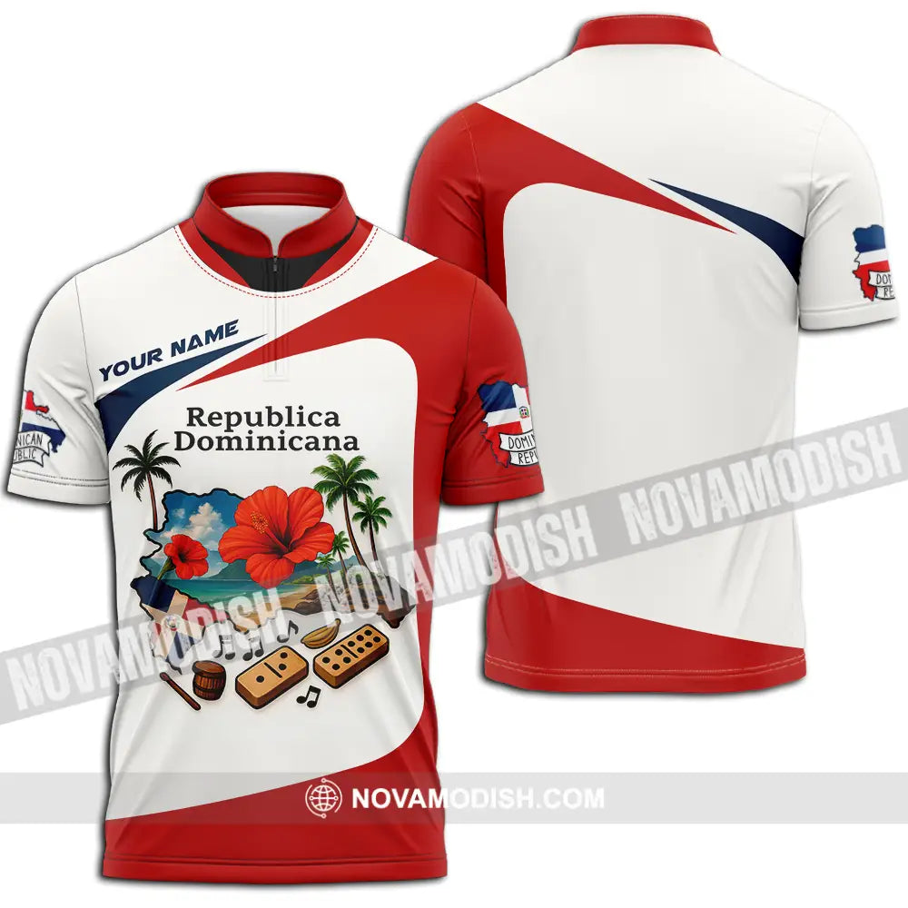 Unisex Shirt - Custom Republic Dominicana Shirt Zipper Polo Shirt / S T-shirt