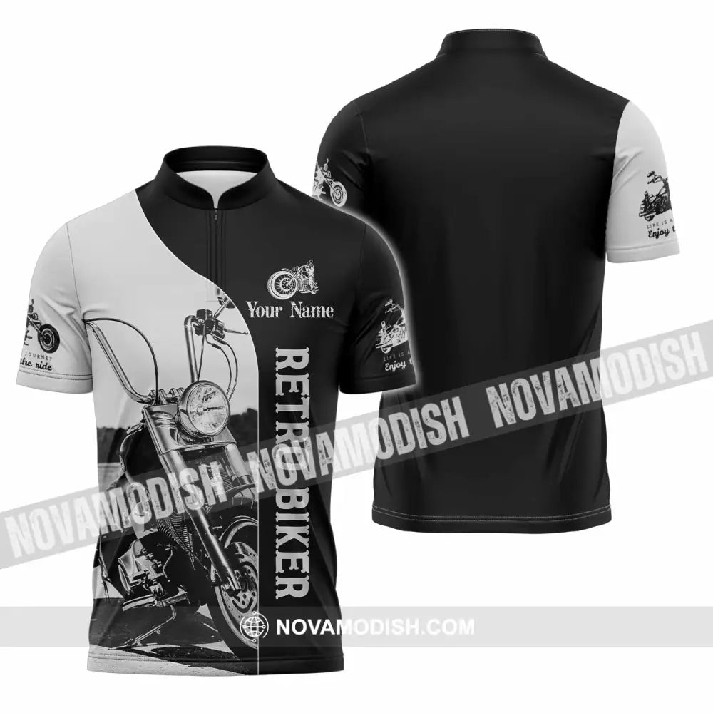 Unisex Shirt - Custom Retro Biker 3D Shirt - Zipper Polo Shirt / S - T-shirt