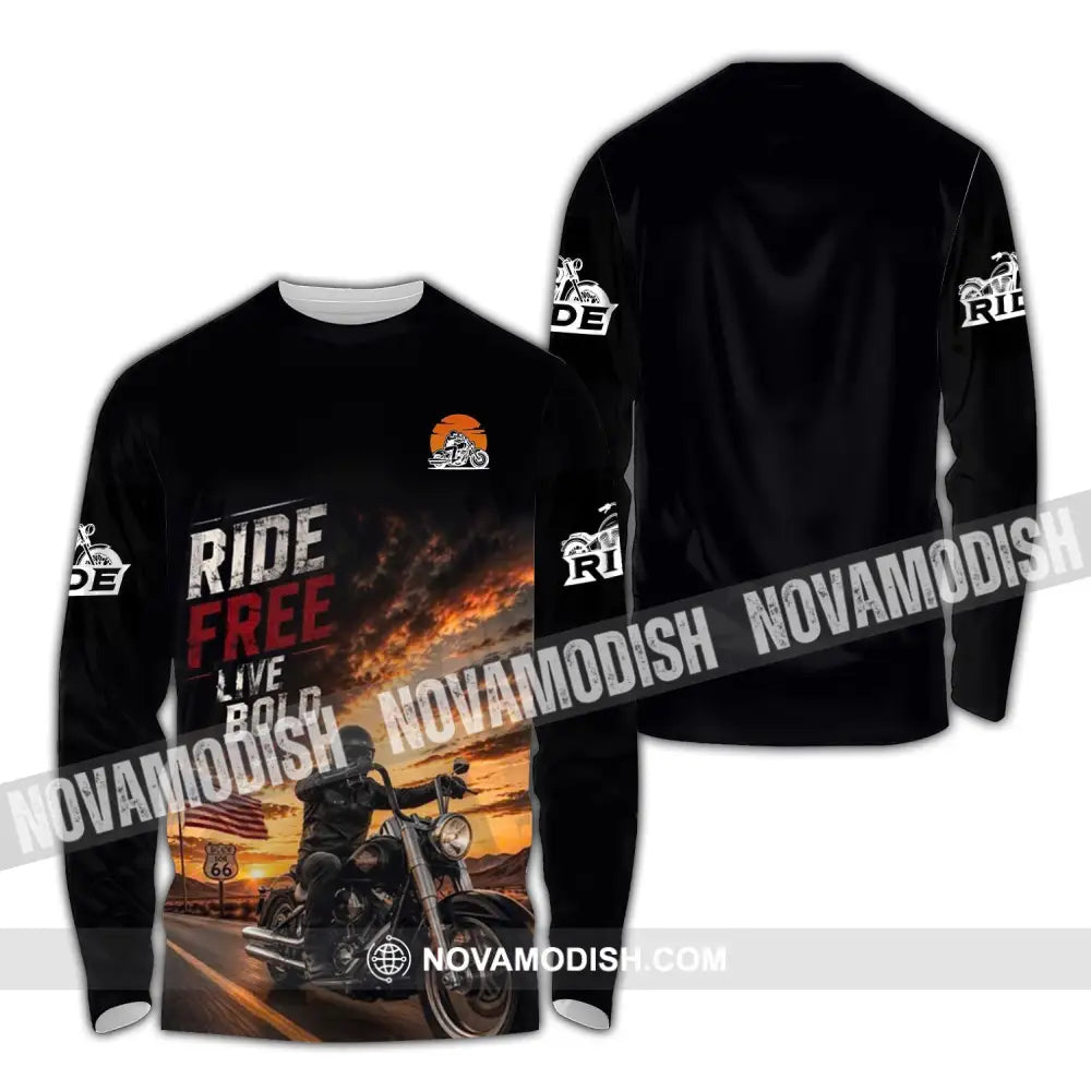 Unisex Shirt - Custom Ride Free Live Bold Shirt - Long Sleeve Shirt / S - T-shirt