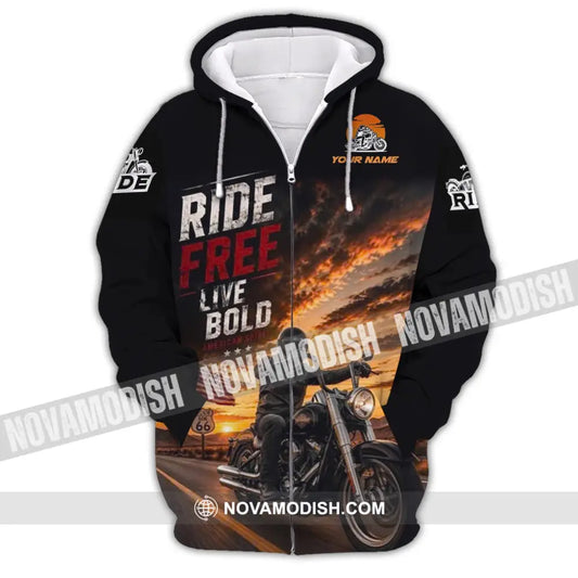 Unisex Shirt - Custom Ride Free Live Bold Shirt - Zipper Hoodie / S - T-shirt