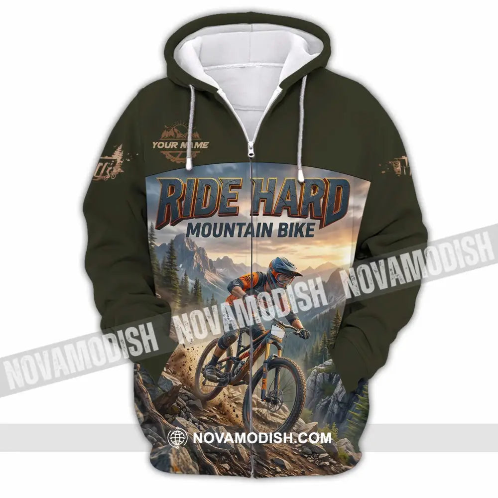 Unisex Shirt - Custom Ride Hard Mountain Bike Shirt - Zipper Hoodie / S - T-shirt