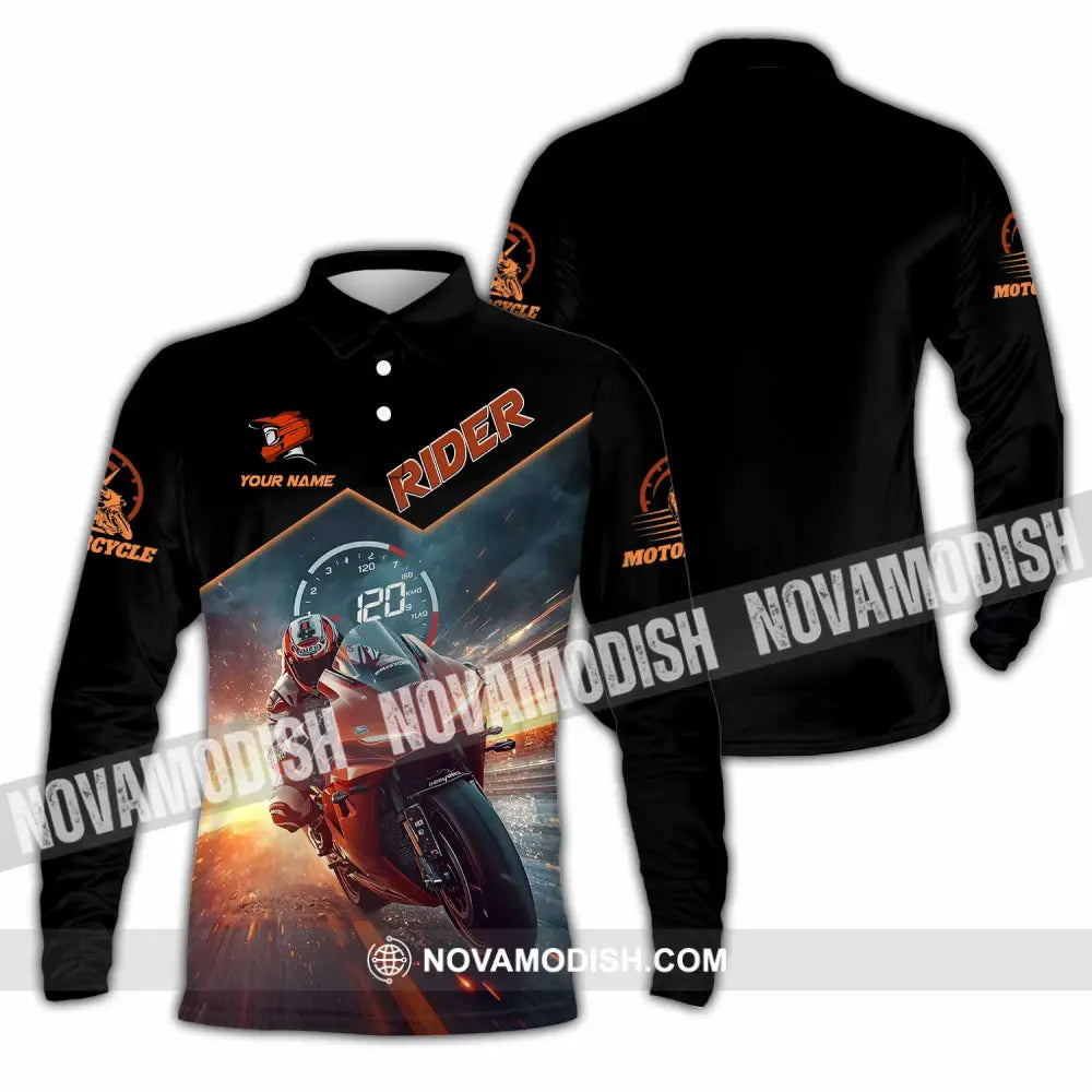 Unisex Shirt - Custom Rider 3D Shirt Long Sleeve Polo / S T-shirt
