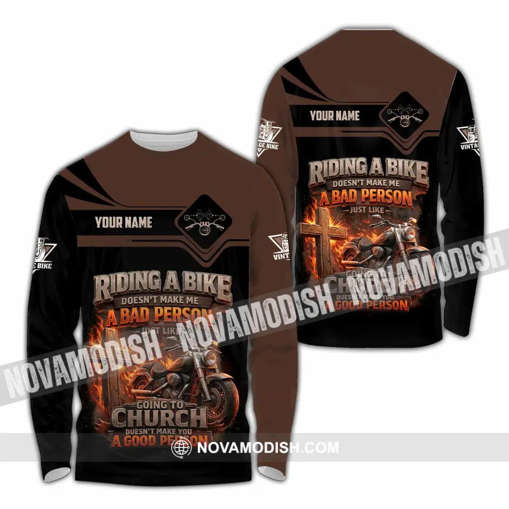 Unisex Shirt - Custom Riding A Bike 3D Shirt Long Sleeve Shirt / S T-shirt