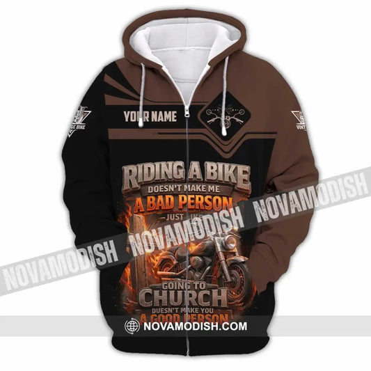 Unisex Shirt - Custom Riding A Bike 3D Shirt Zipper Hoodie / S T-shirt