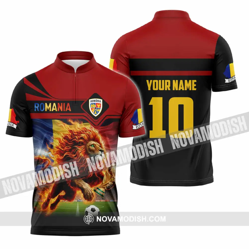 Unisex Shirt - Custom Romania 3D Shirt Zipper Polo Shirt / S T-shirt