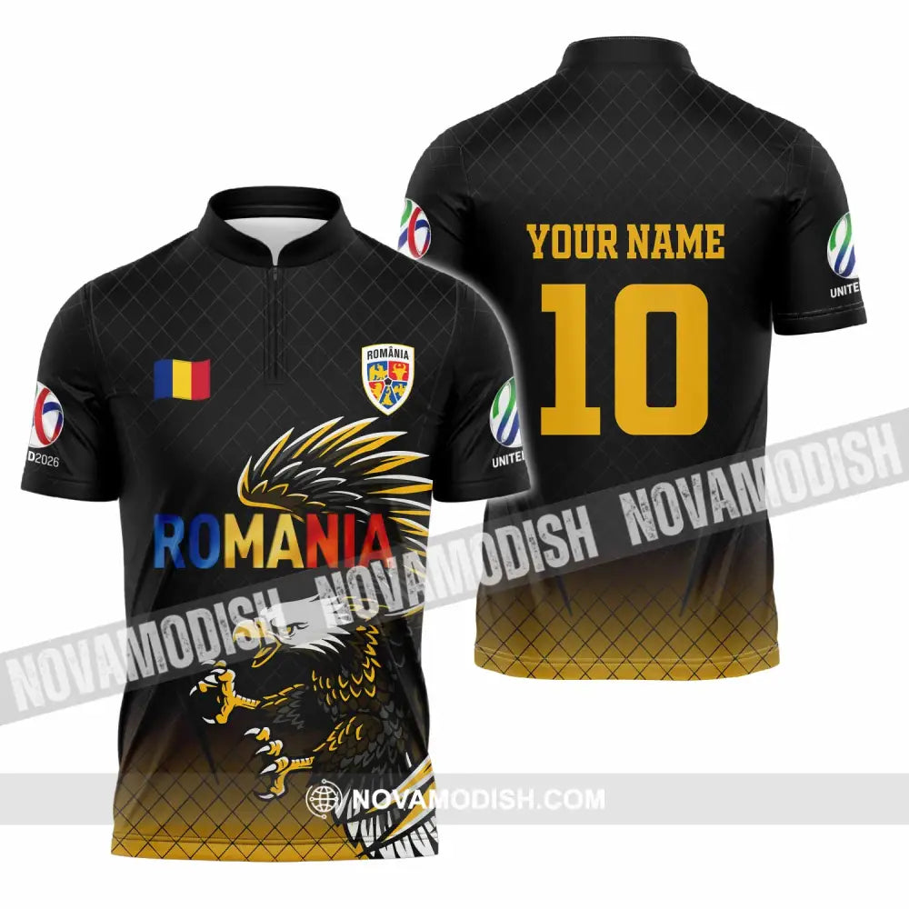 Unisex Shirt - Custom Romania 3D Shirt Zipper Polo Shirt / S T-shirt