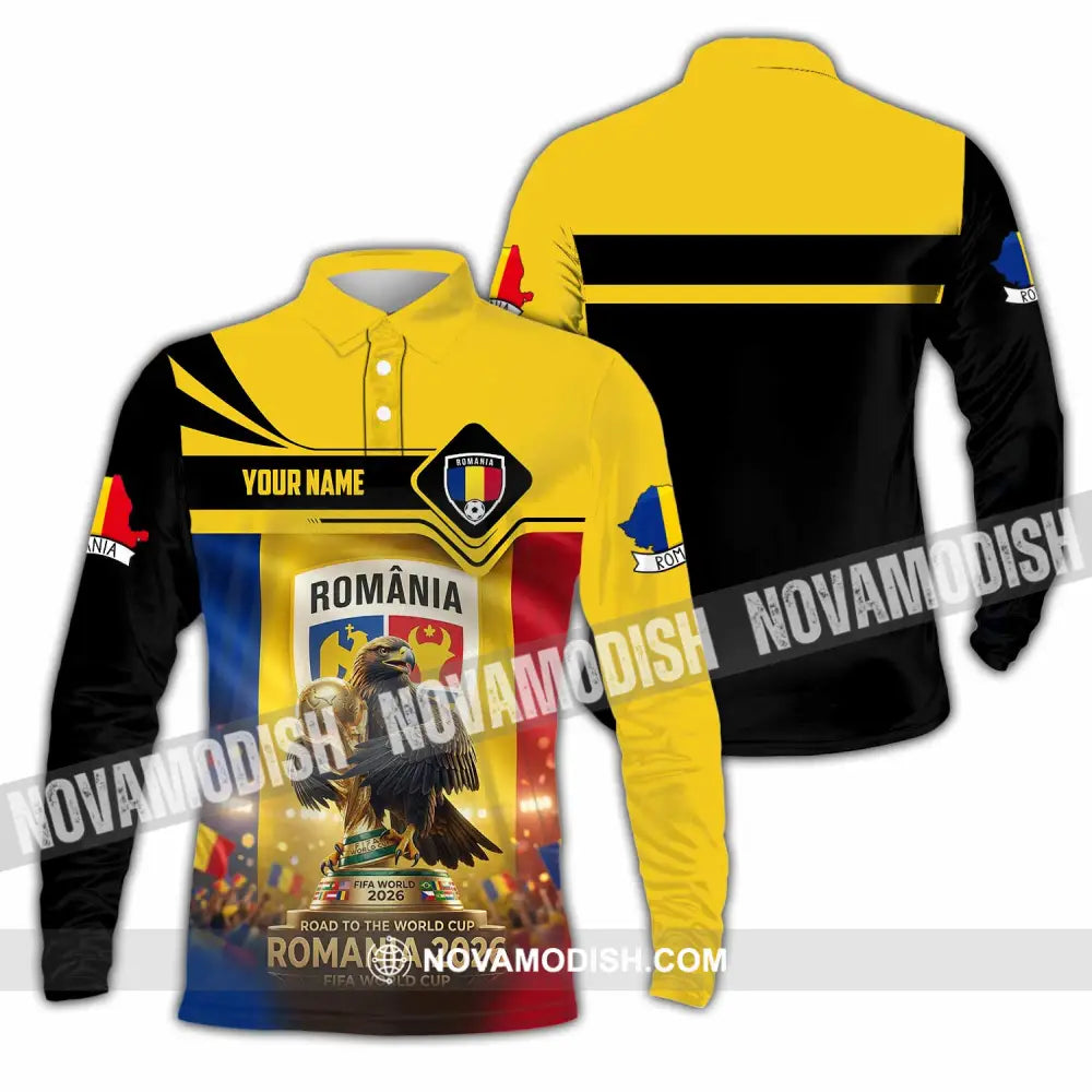Unisex Shirt - Custom Romania World Cup 2026 3D Shirt Long Sleeve Polo / S T-shirt