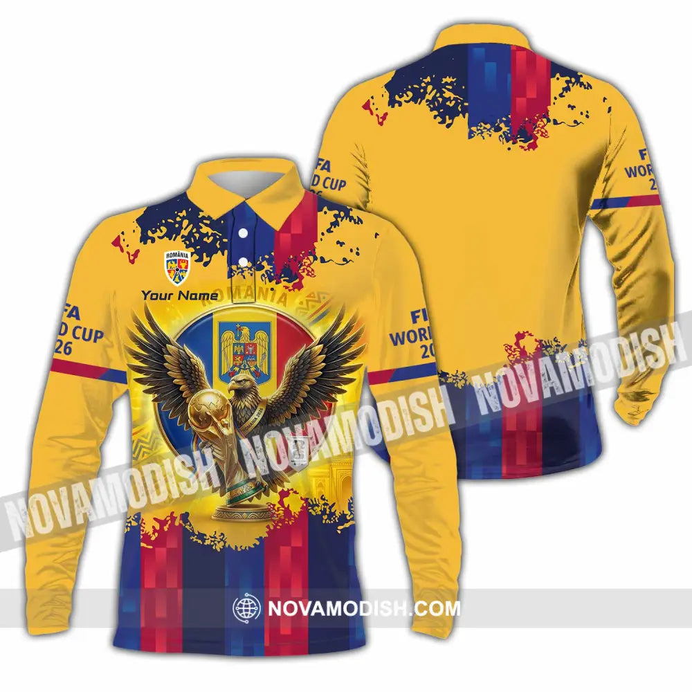 Unisex Shirt - Custom Romania World Cup 2026 3D Shirt Long Sleeve Polo / S T-shirt