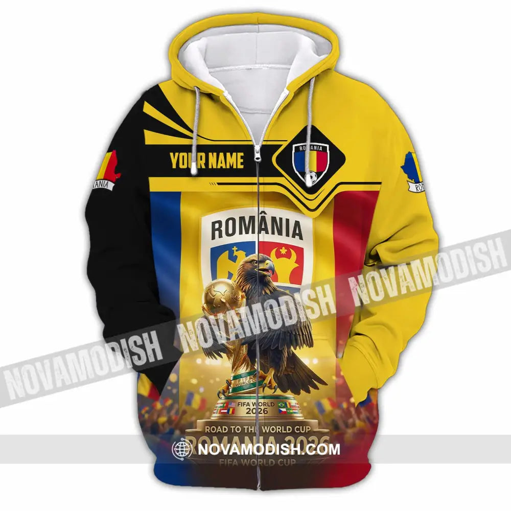 Unisex Shirt - Custom Romania World Cup 2026 3D Shirt Zipper Hoodie / S T-shirt