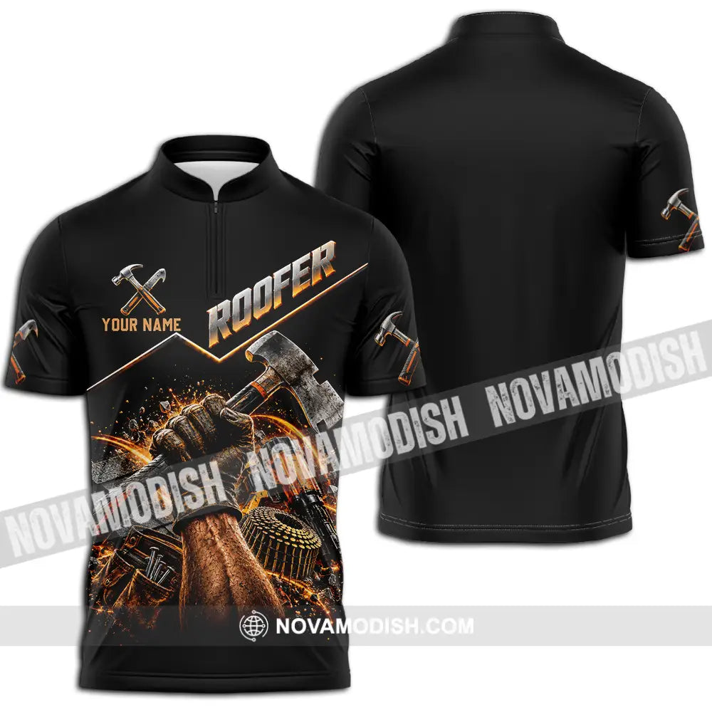 Unisex Shirt - Custom Roofer Shirt - Zipper Polo Shirt / S - T-shirt