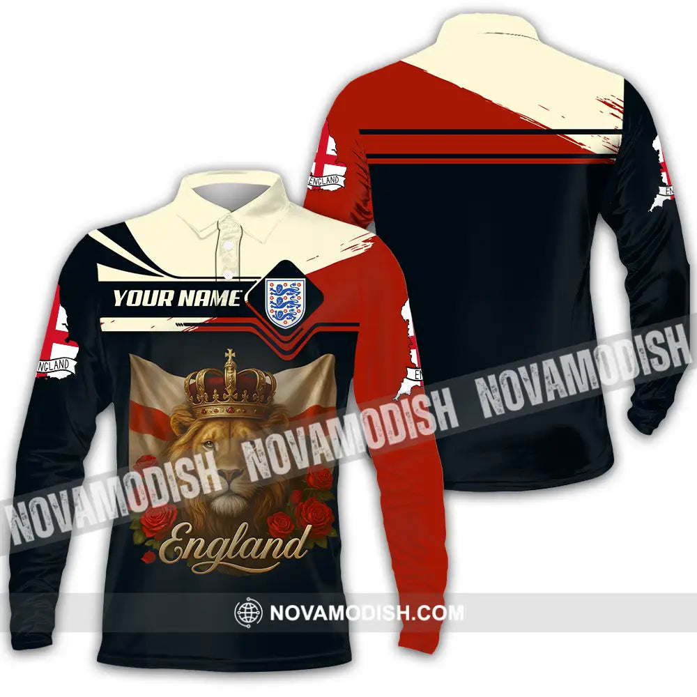 Unisex Shirt - Custom Rose And Lion England Shirt Long Sleeve Polo / S T-shirt