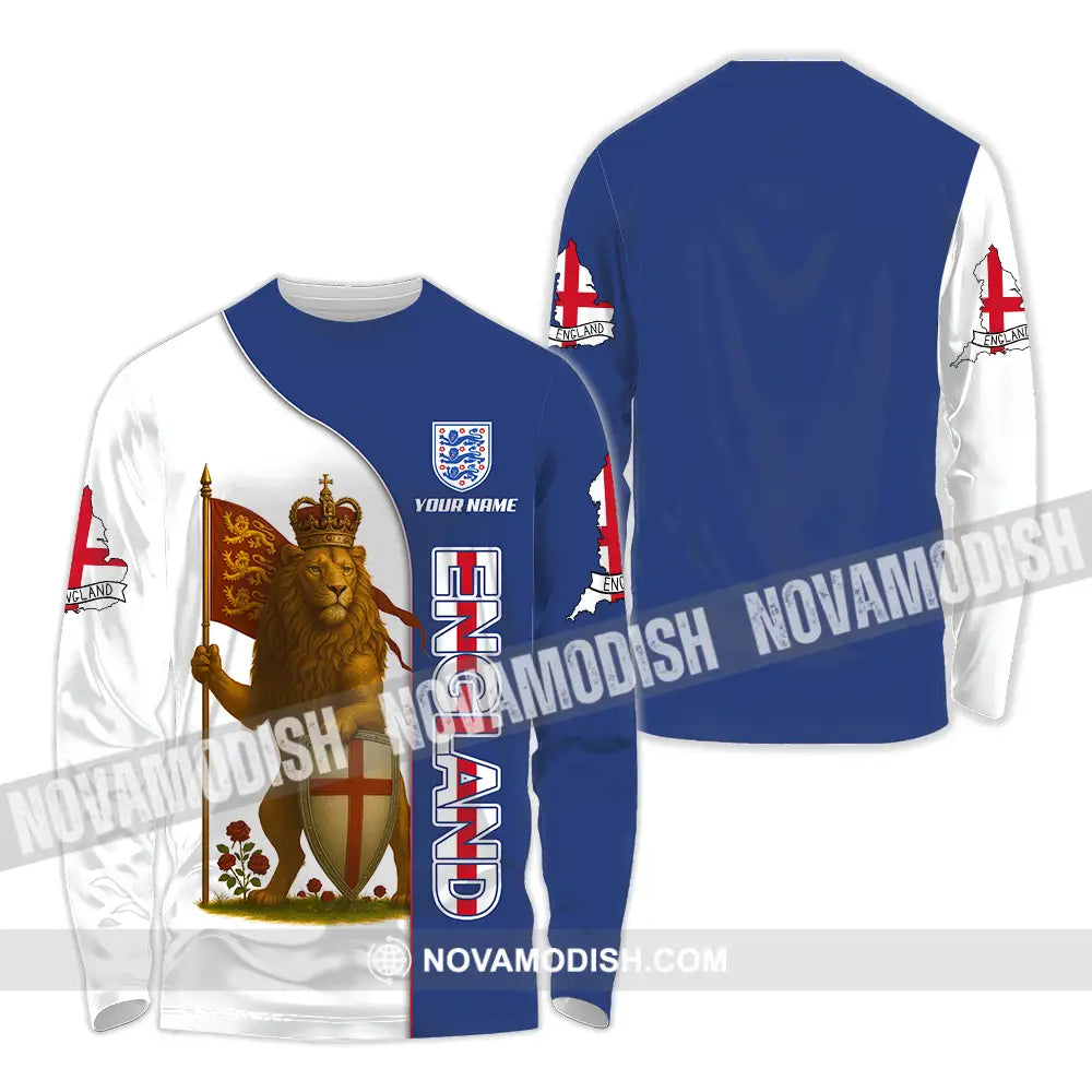 Unisex Shirt - Custom Rose And Lion King England Shirt Long Sleeve Shirt / S T-shirt