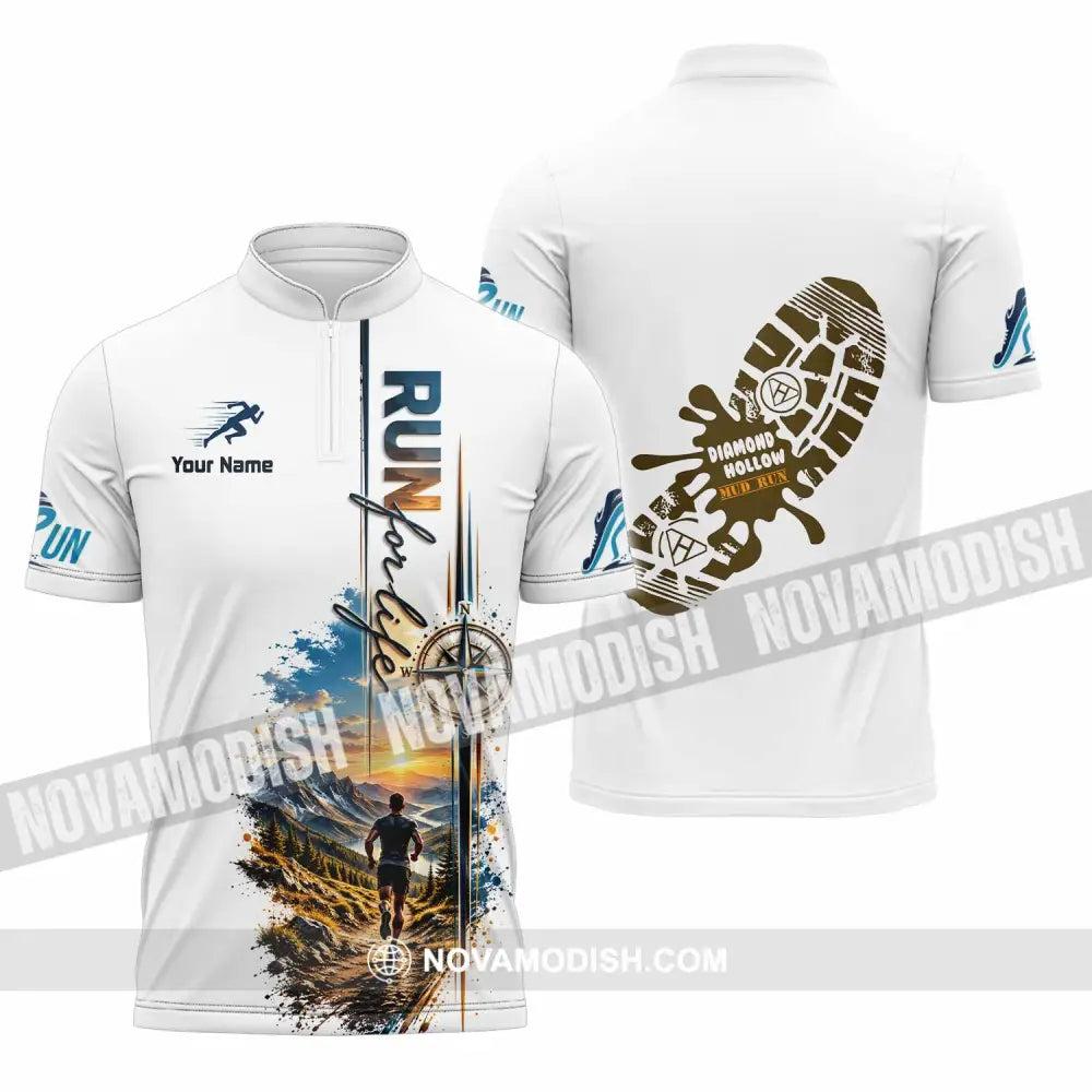 Unisex Shirt - Custom Run For Life Shirt - Zipper Polo Shirt / S - T-shirt