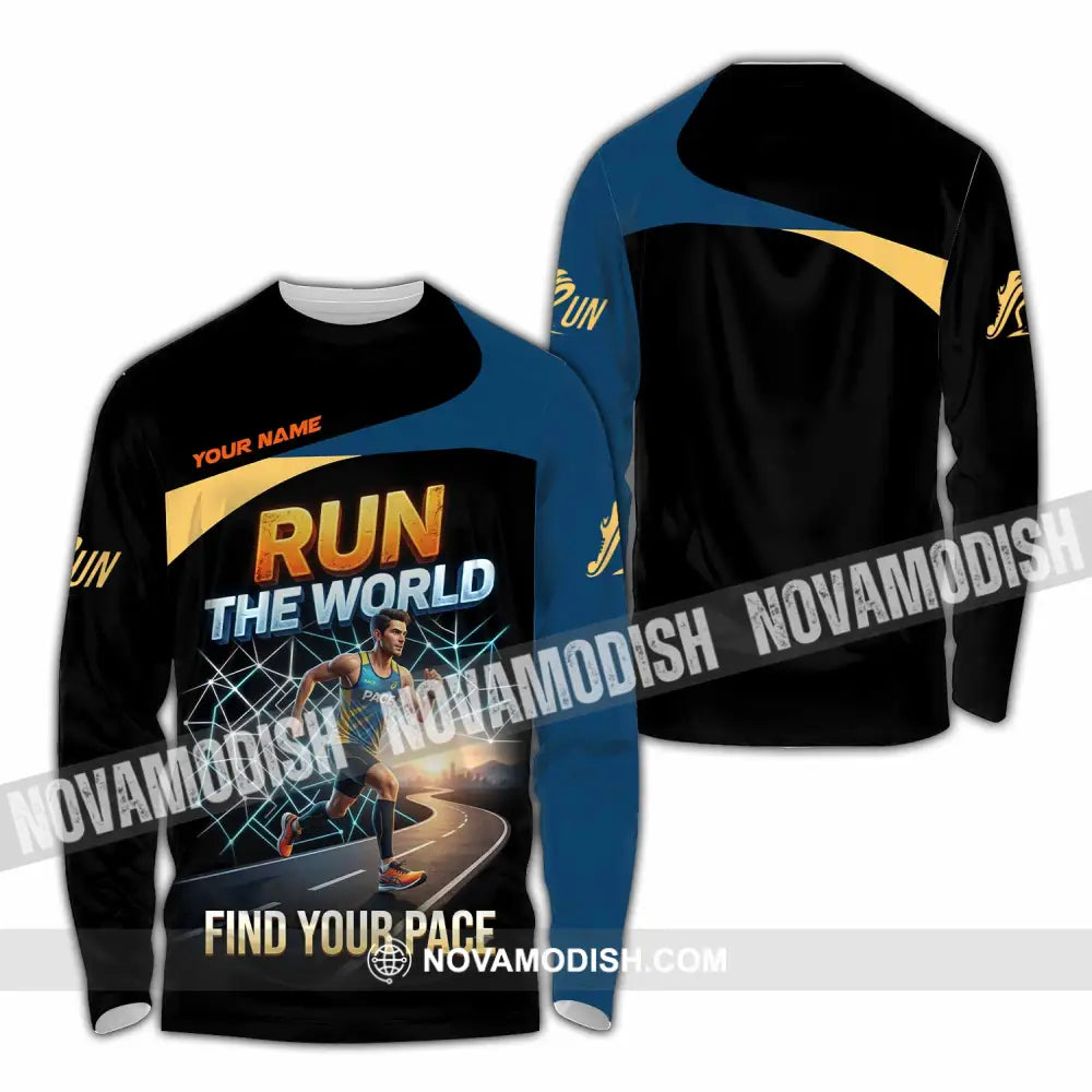 Unisex Shirt - Custom Run The World Find Your Pace Shirt - Long Sleeve Shirt / S - T-shirt