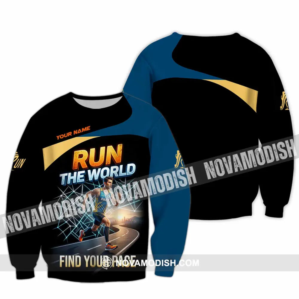 Unisex Shirt - Custom Run The World Find Your Pace Shirt - Long Sleeve / S - T-shirt