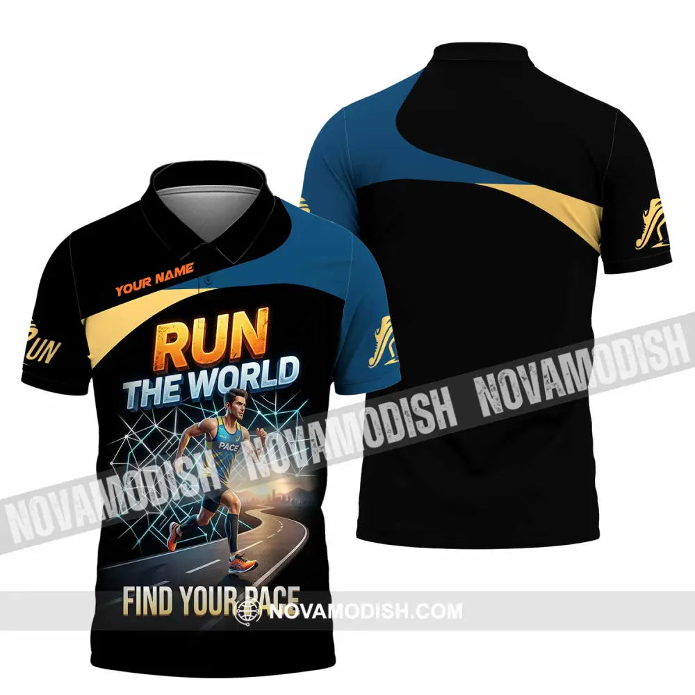 Unisex Shirt - Custom Run The World Find Your Pace Shirt - Polo Shirt / S - T-shirt