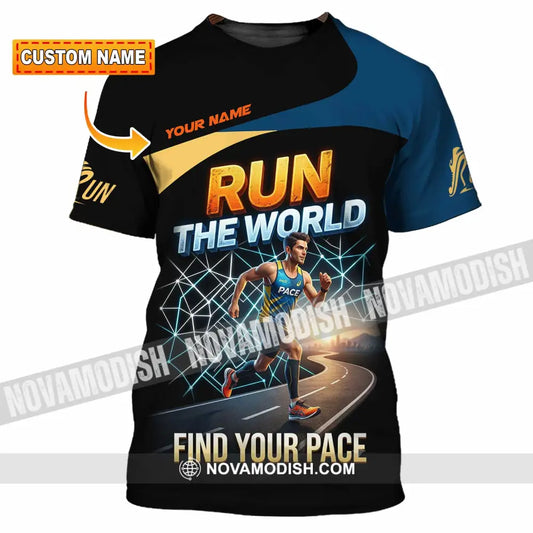 Unisex Shirt - Custom Run The World Find Your Pace Shirt - T-shirt