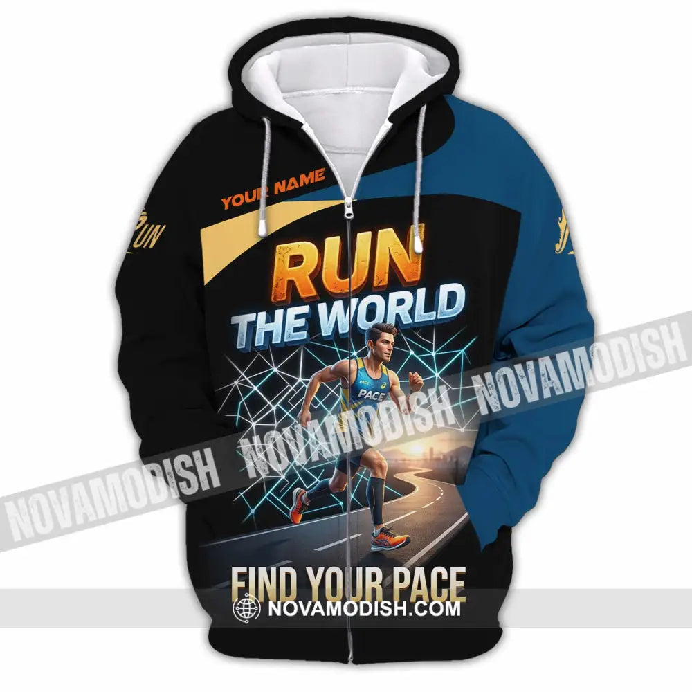 Unisex Shirt - Custom Run The World Find Your Pace Shirt - Zipper Hoodie / S - T-shirt