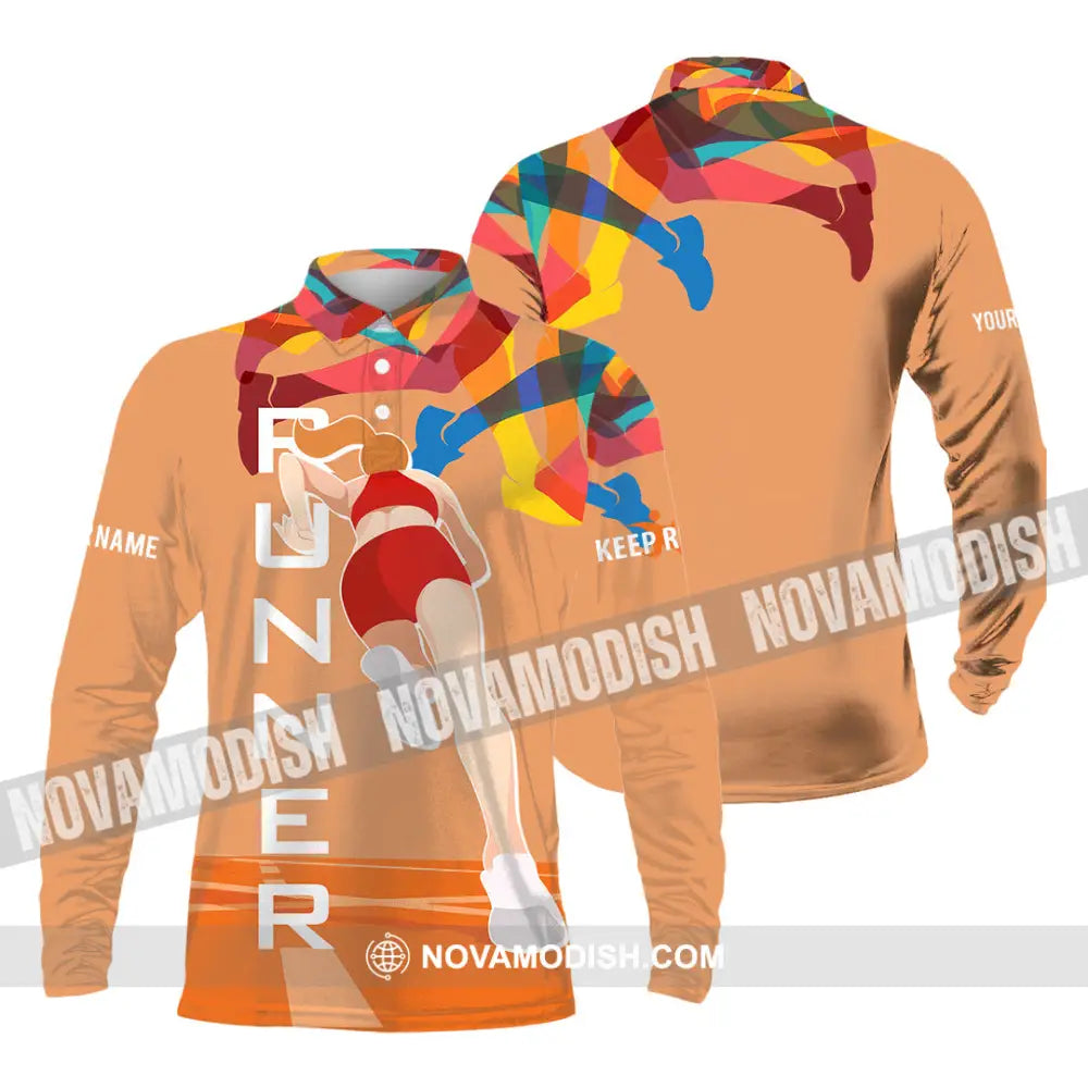 Unisex Shirt - Custom Runner Keep Running 3D Shirt Long Sleeve Polo / S T-shirt