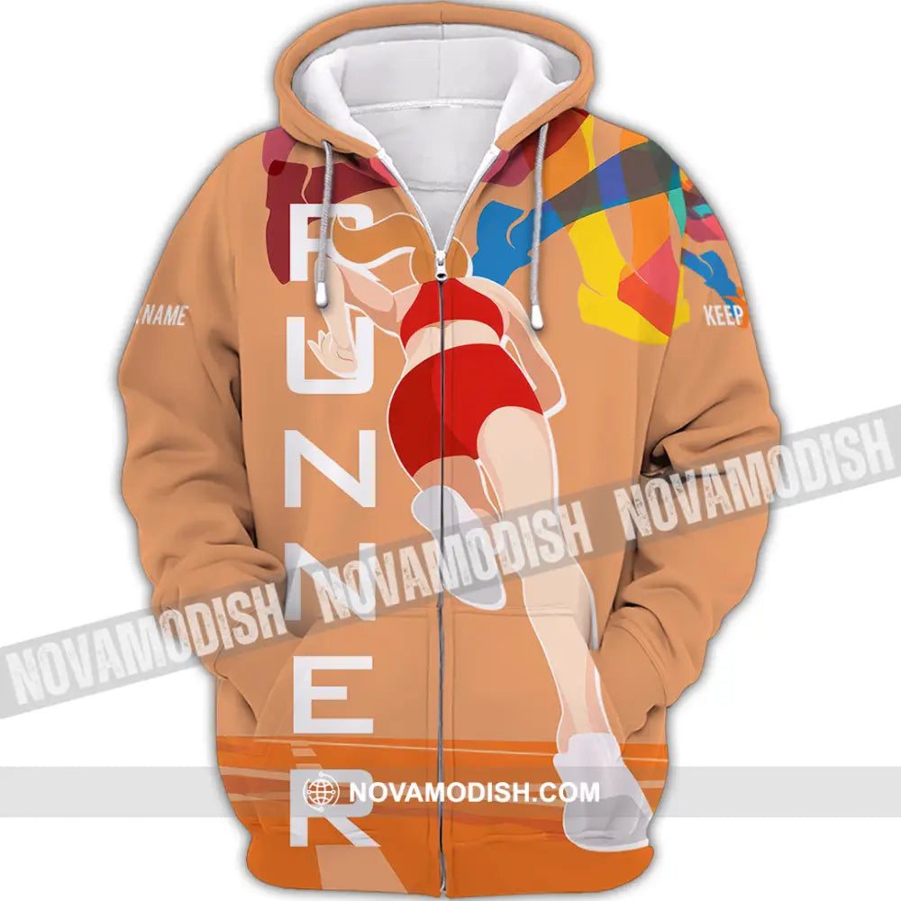 Unisex Shirt - Custom Runner Keep Running 3D Shirt Zipper Hoodie / S T-shirt
