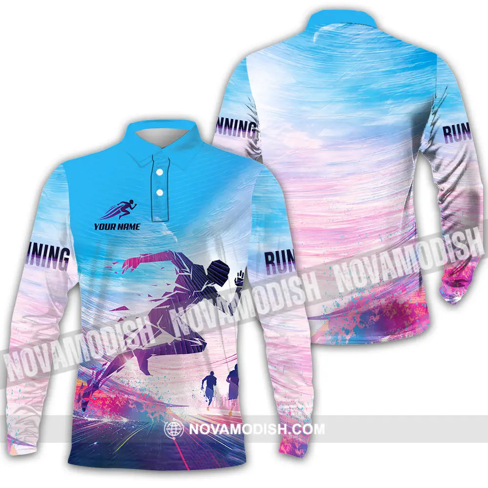 Unisex Shirt - Custom Running 3D Shirt Long Sleeve Polo / S T-shirt