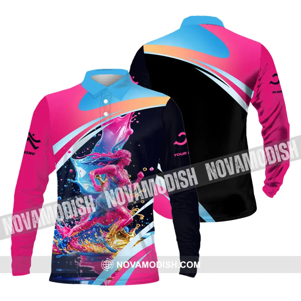 Unisex Shirt - Custom Running 3D Shirt Long Sleeve Polo / S T-shirt