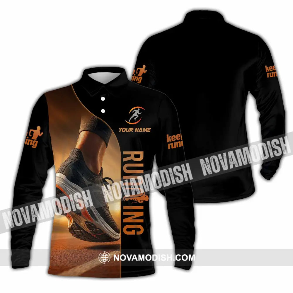 Unisex Shirt - Custom Running 3D Shirt Long Sleeve Polo / S T-shirt