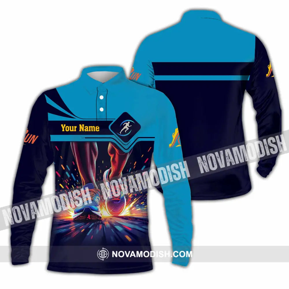 Unisex Shirt - Custom Running 3D Shirt Long Sleeve Polo / S T-shirt