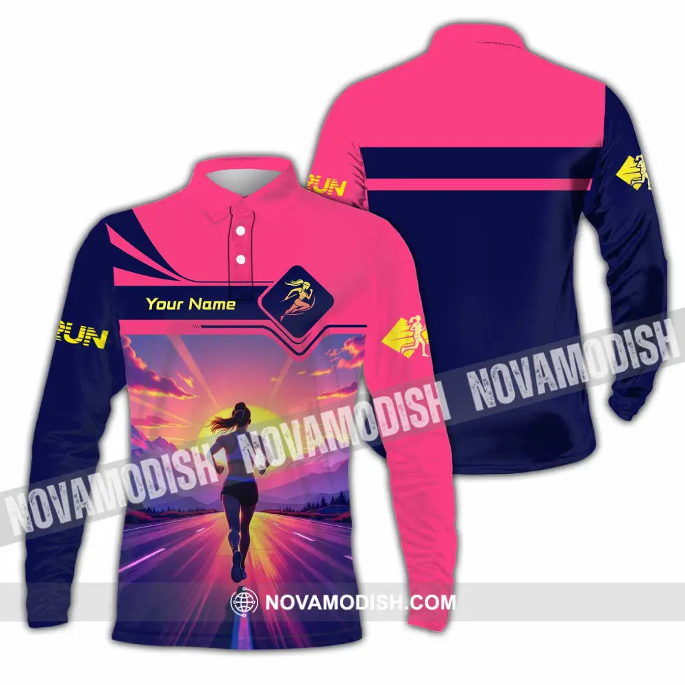 Unisex Shirt - Custom Running 3D Shirt Long Sleeve Polo / S T-shirt