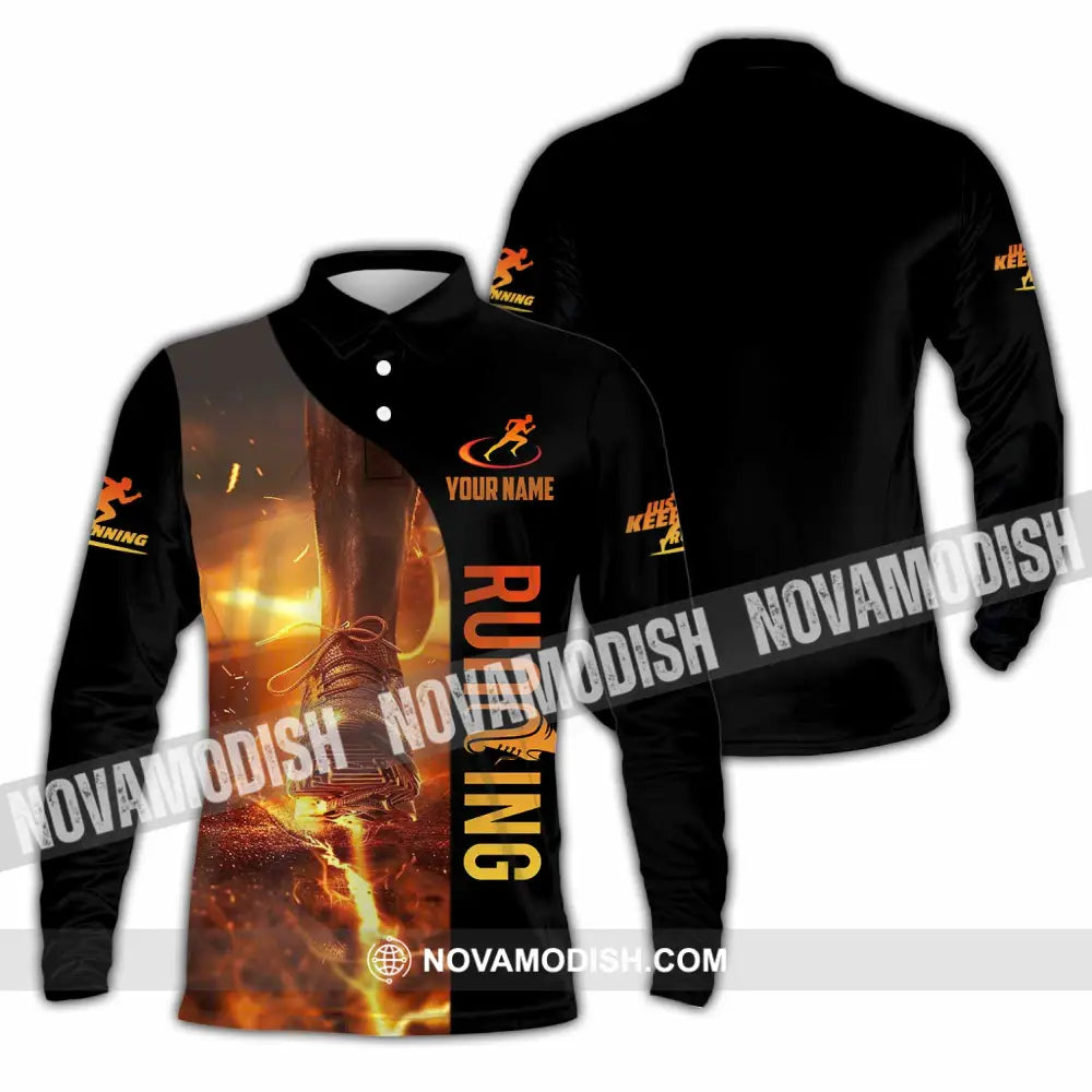 Unisex Shirt - Custom Running 3D Shirt - Long Sleeve Polo / S - T-shirt