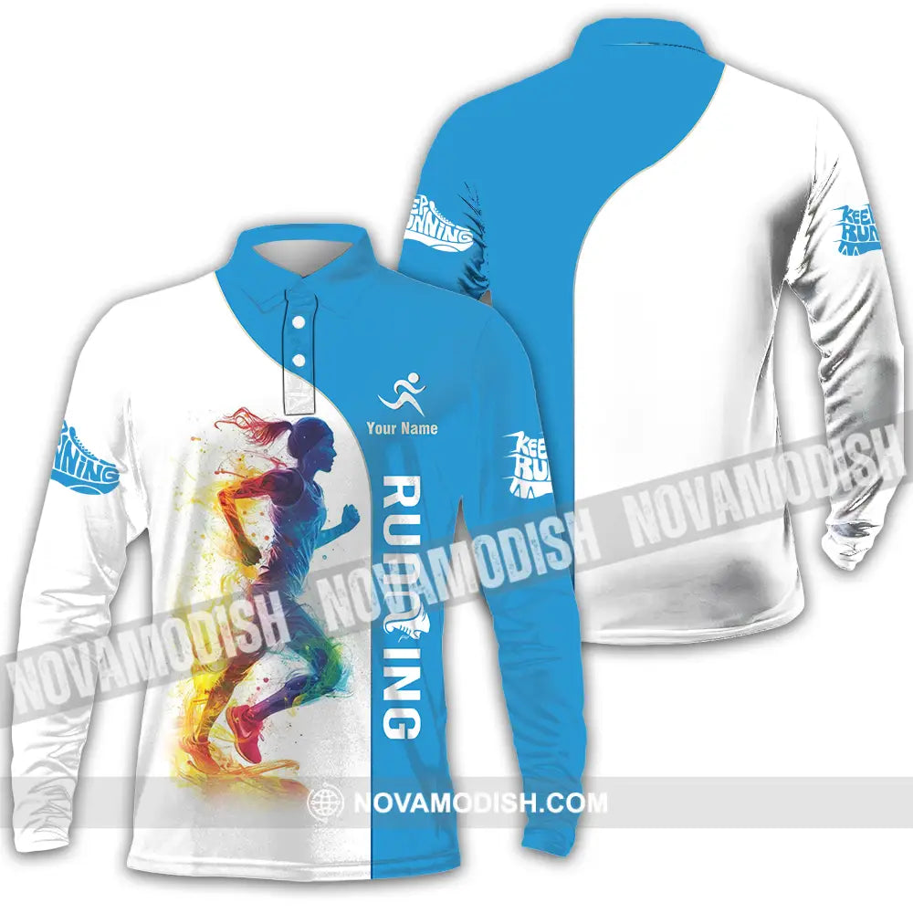 Unisex Shirt - Custom Running 3D Shirt Long Sleeve Polo / S T-shirt