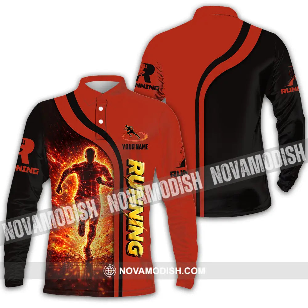 Unisex Shirt - Custom Running 3D Shirt - Long Sleeve Polo / S - T-shirt