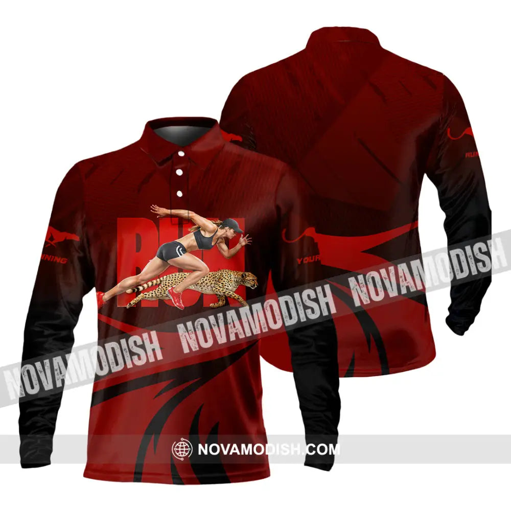 Unisex Shirt - Custom Running 3D Shirt Long Sleeve Polo / S T-shirt