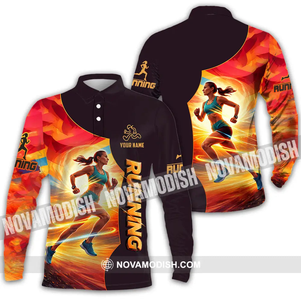 Unisex Shirt - Custom Running 3D Shirt Long Sleeve Polo / S T-shirt