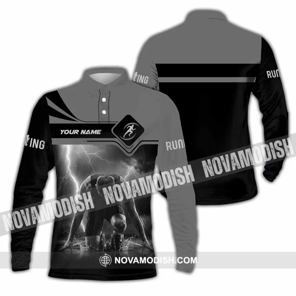 Unisex Shirt - Custom Running 3D Shirt Long Sleeve Polo / S T-shirt