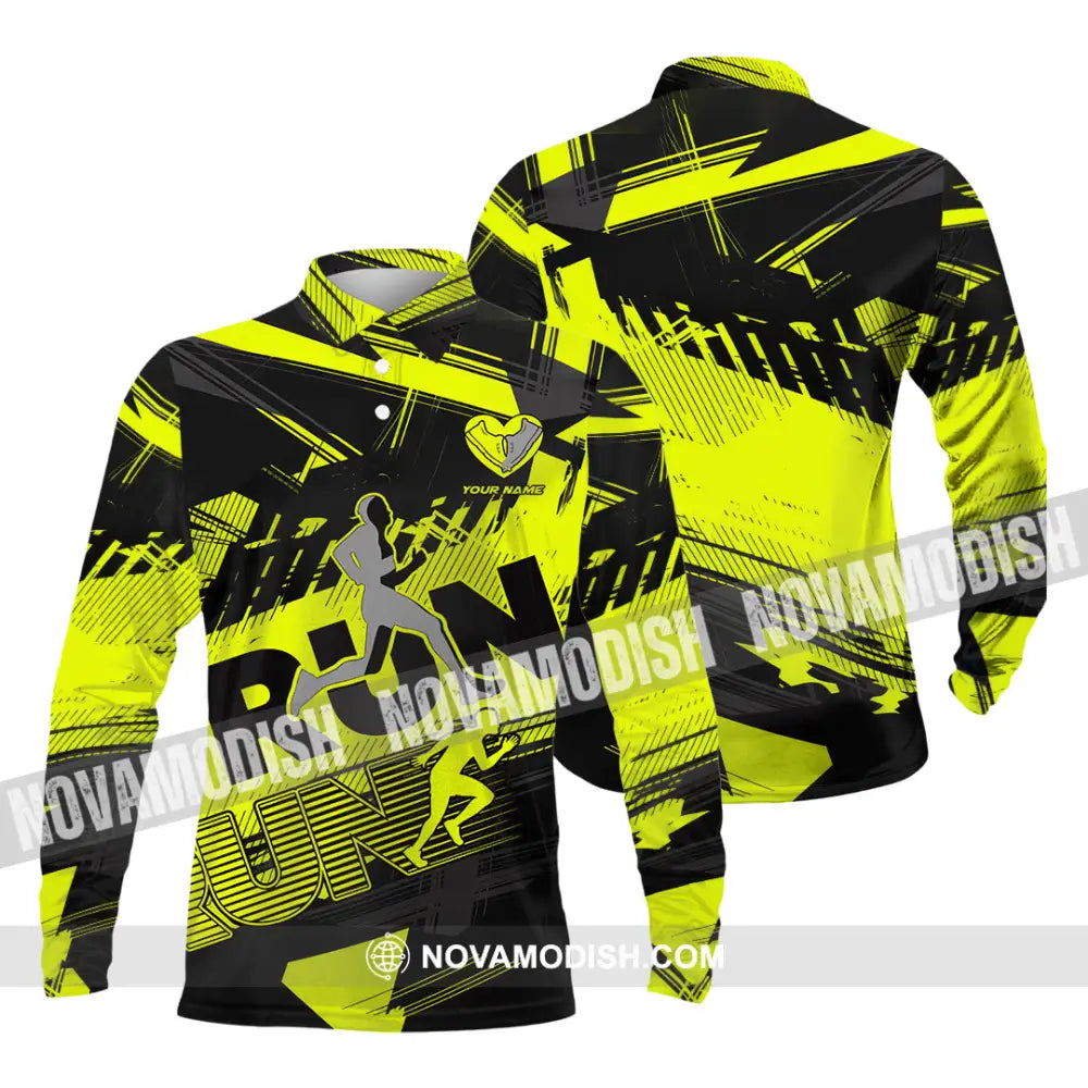 Unisex Shirt - Custom Running 3D Shirt Long Sleeve Polo / S T-shirt