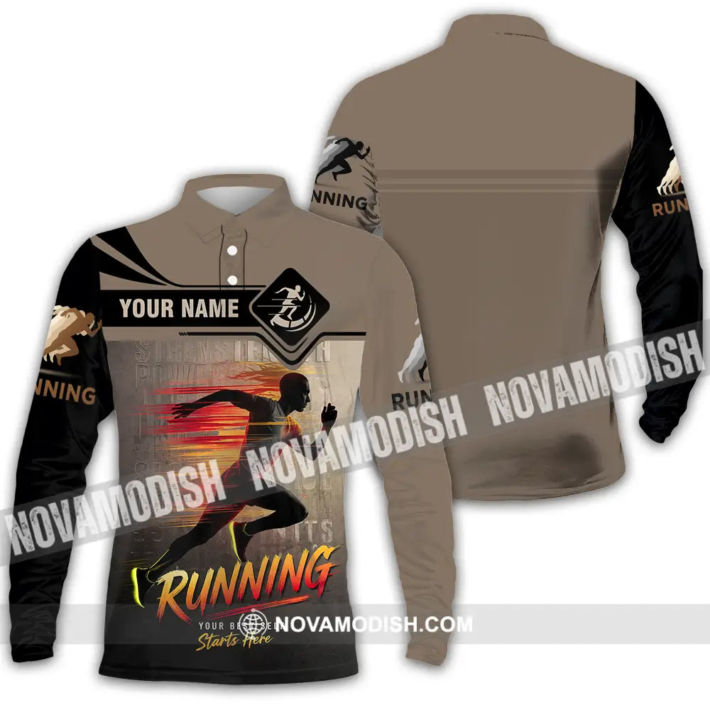 Unisex Shirt - Custom Running 3D Shirt Long Sleeve Polo / S T-shirt