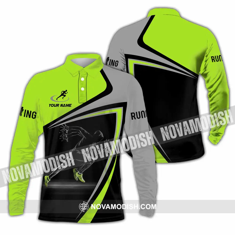 Unisex Shirt - Custom Running 3D Shirt Long Sleeve Polo / S T-shirt