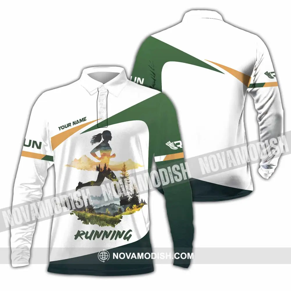 Unisex Shirt - Custom Running 3D Shirt Long Sleeve Polo / S T-shirt
