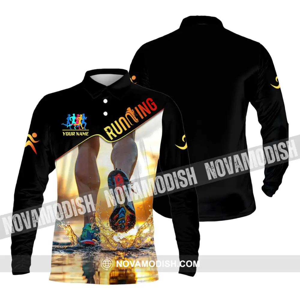 Unisex Shirt - Custom Running 3D Shirt Long Sleeve Polo / S T-shirt