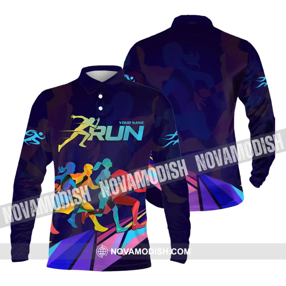 Unisex Shirt - Custom Running 3D Shirt Long Sleeve Polo / S T-shirt