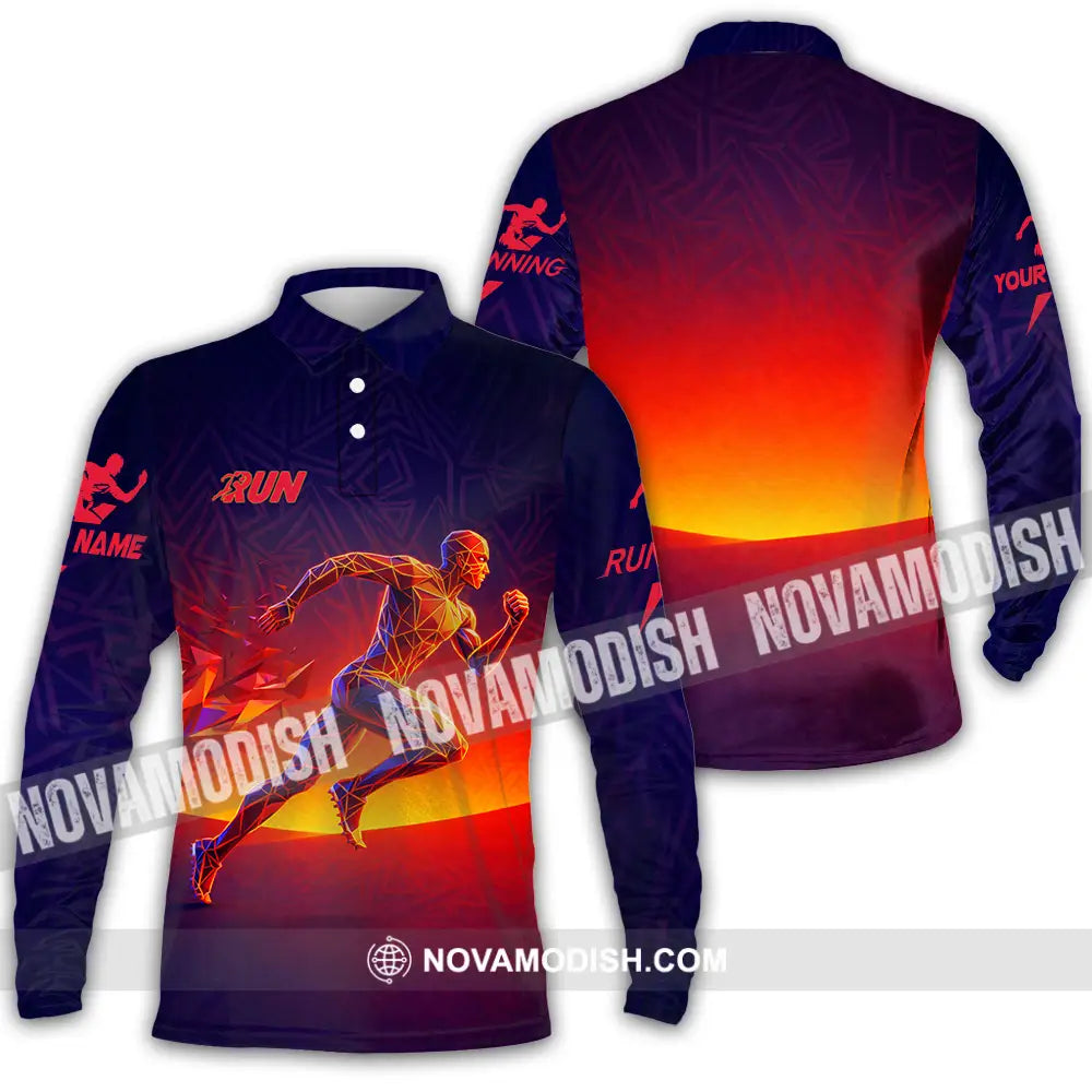 Unisex Shirt - Custom Running 3D Shirt Long Sleeve Polo / S T-shirt