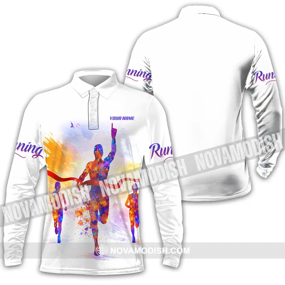Unisex Shirt - Custom Running 3D Shirt Long Sleeve Polo / S T-shirt