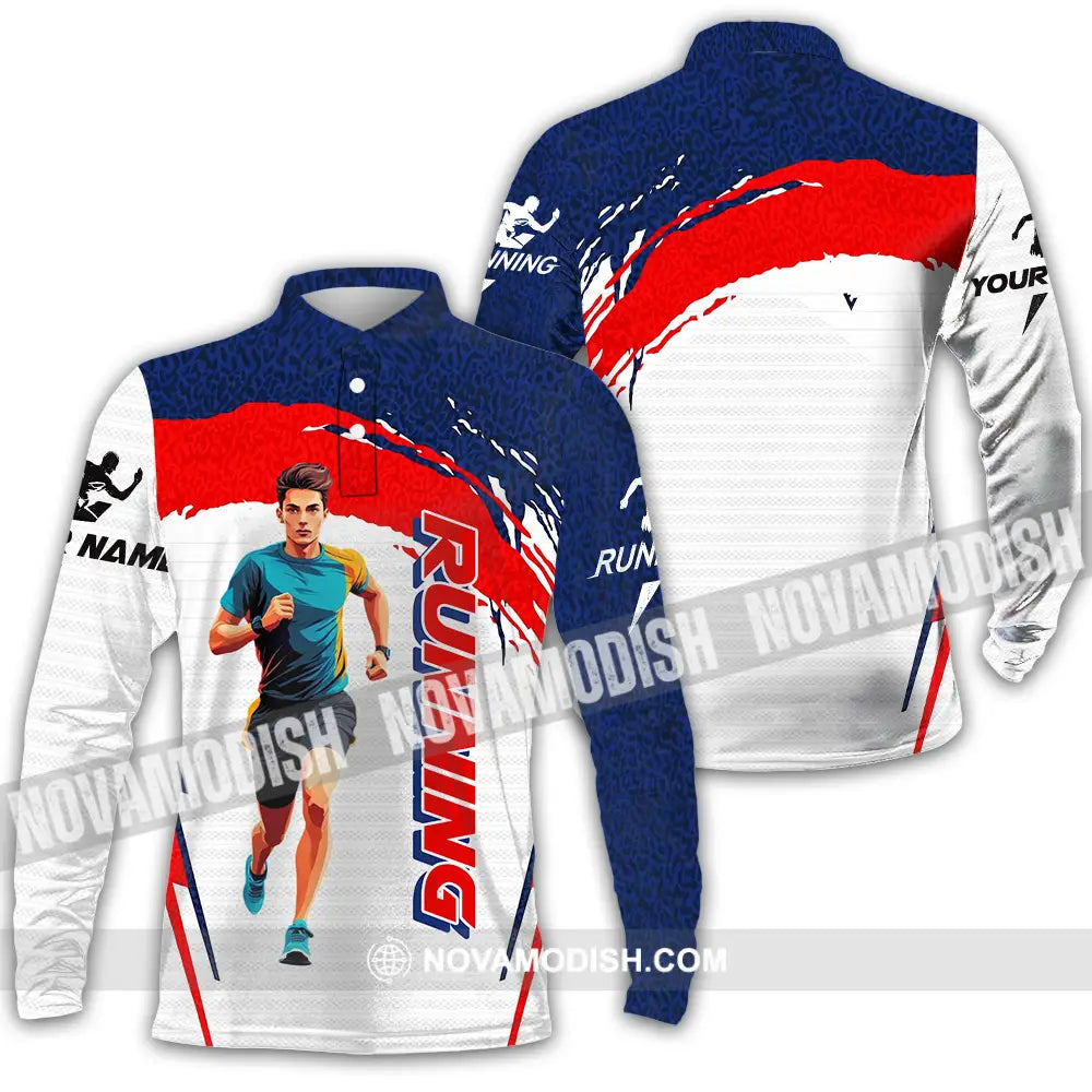 Unisex Shirt - Custom Running 3D Shirt Long Sleeve Polo / S T-shirt
