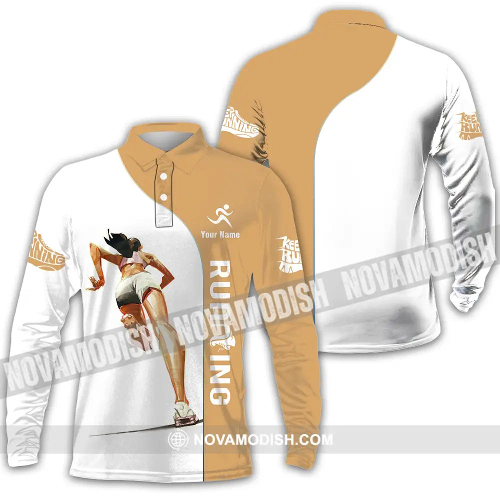 Unisex Shirt - Custom Running 3D Shirt Long Sleeve Polo / S T-shirt