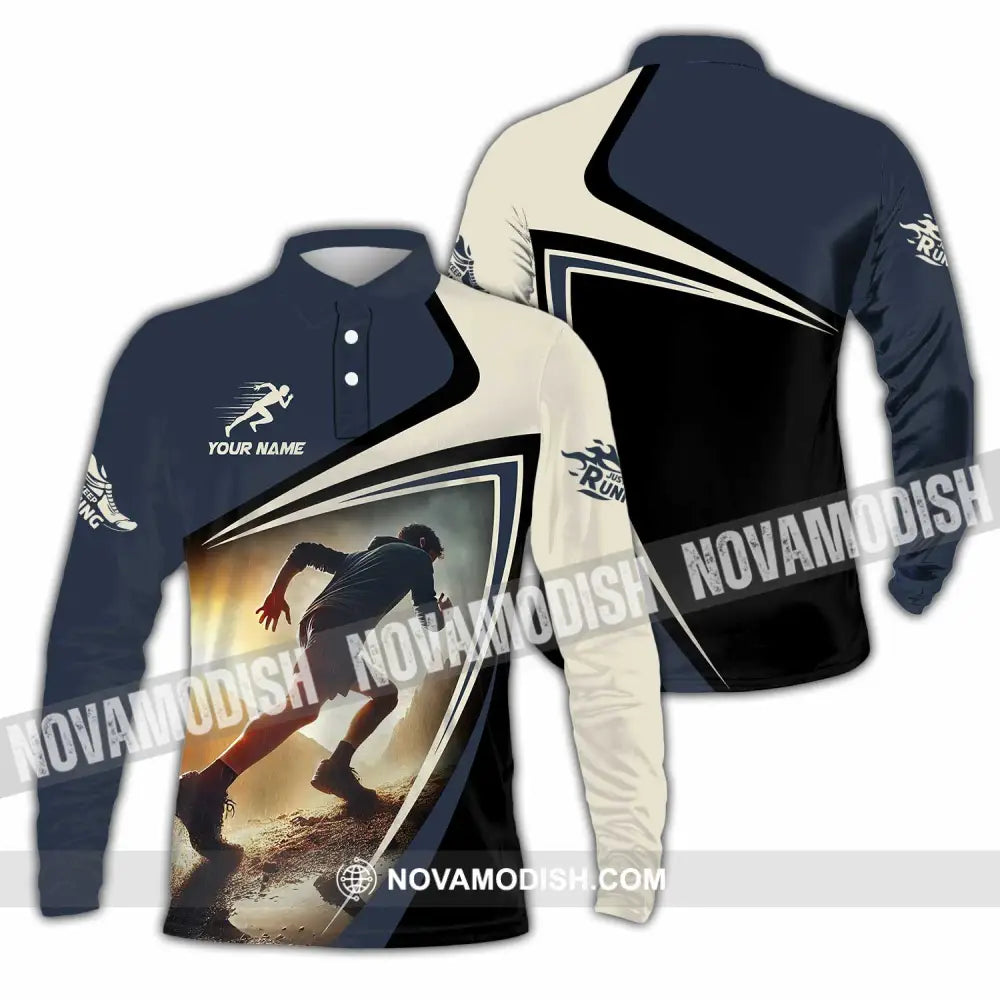 Unisex Shirt - Custom Running 3D Shirt Long Sleeve Polo / S T-shirt