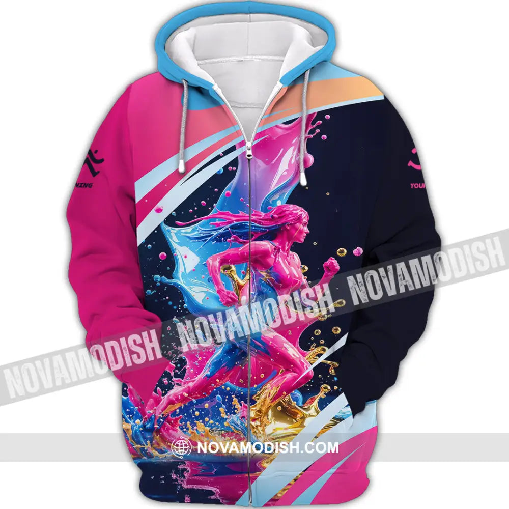 Unisex Shirt - Custom Running 3D Shirt Zipper Hoodie / S T-shirt