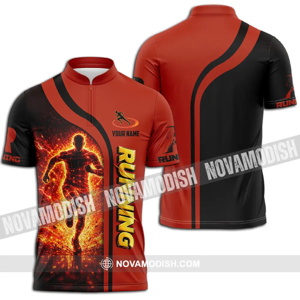 Unisex Shirt - Custom Running 3D Shirt - Zipper Polo Shirt / S - T-shirt